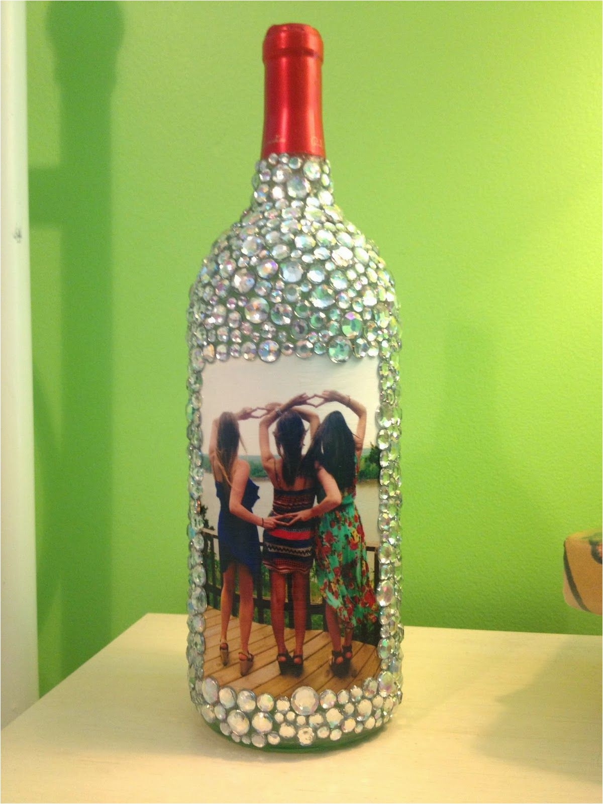 rhinestone wine bottle picture frame