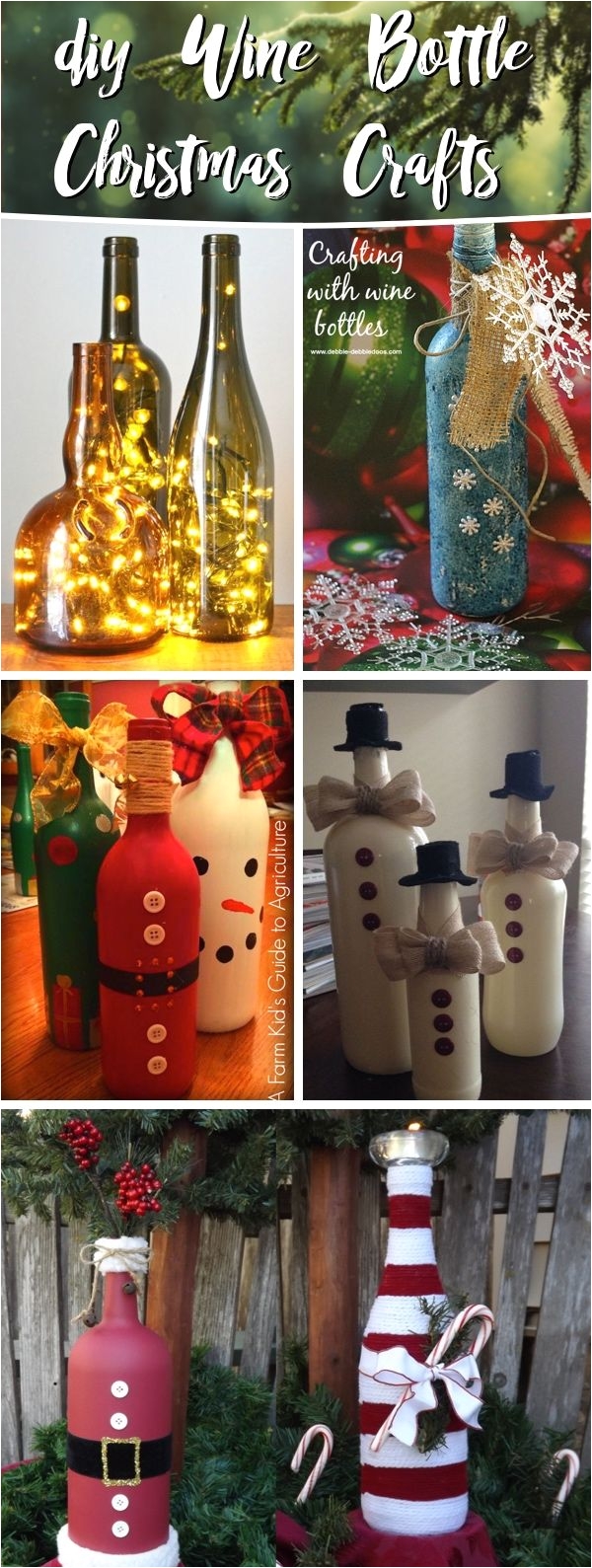 20 wine bottle christmas crafts to go for a festive decor blended with some upcycling