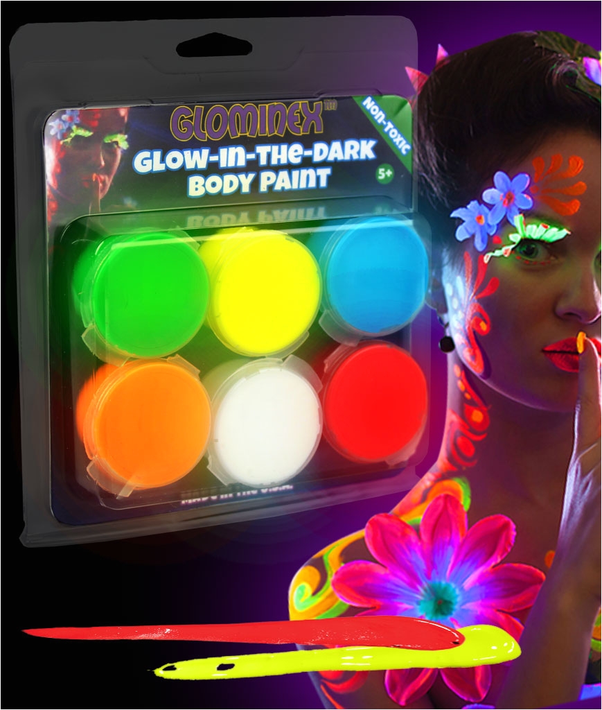 glominex glow body paint clamshell pack assorted
