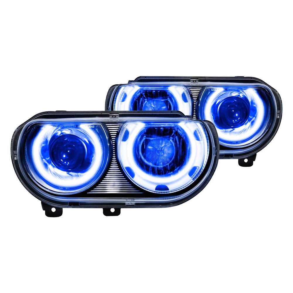 oracle lightinga chrome factory style projector headlights with blue plasma led halos preinstalled