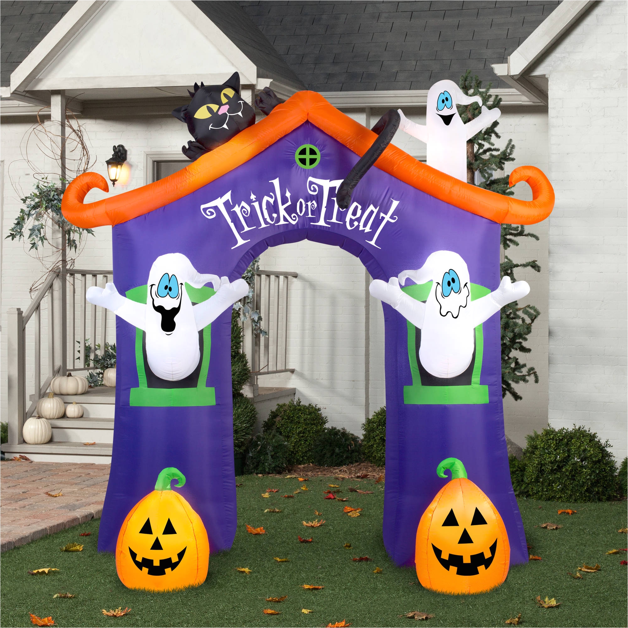 gemmy airblown inflatable 9 x 8 5 archway ghost house halloween decoration walmart com