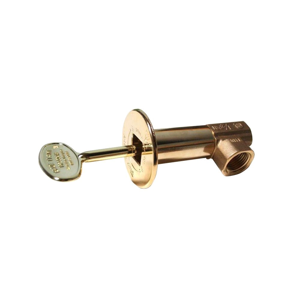 blue flame angle gas valve kit includes brass valve floor plate and key in polished