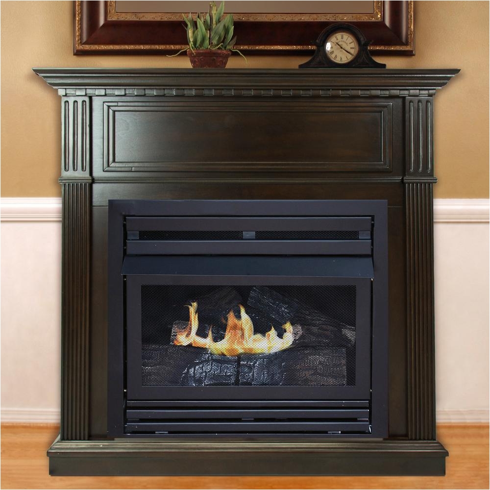 convertible ventless natural gas fireplace in tobacco