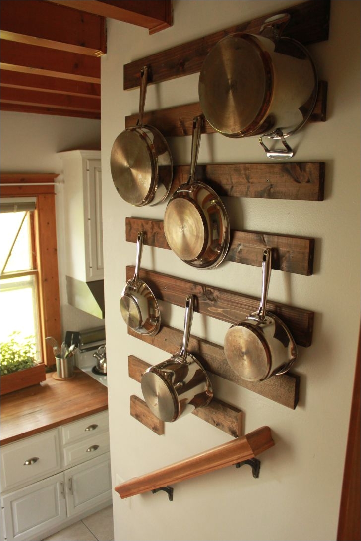 cool diy wall mounted pot rack by http www best home decorpictures us rustic kitchens diy wall mounted pot rack
