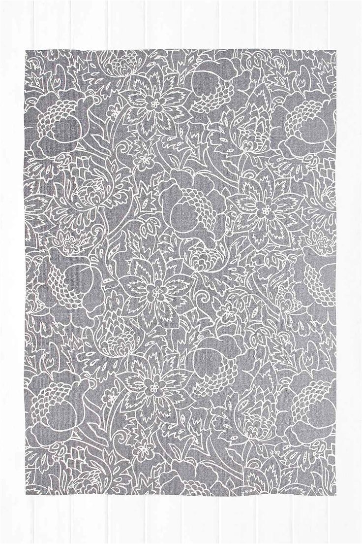 teppich mit blumenprint in grau 5 x 7 fua