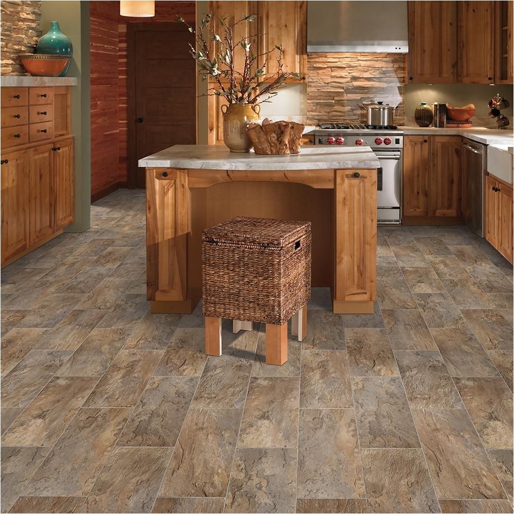 trafficmaster rectangular offset slate brown grey 13 2 ft wide x your choice length residential vinyl sheet flooring c4970185k945p15 the home depot