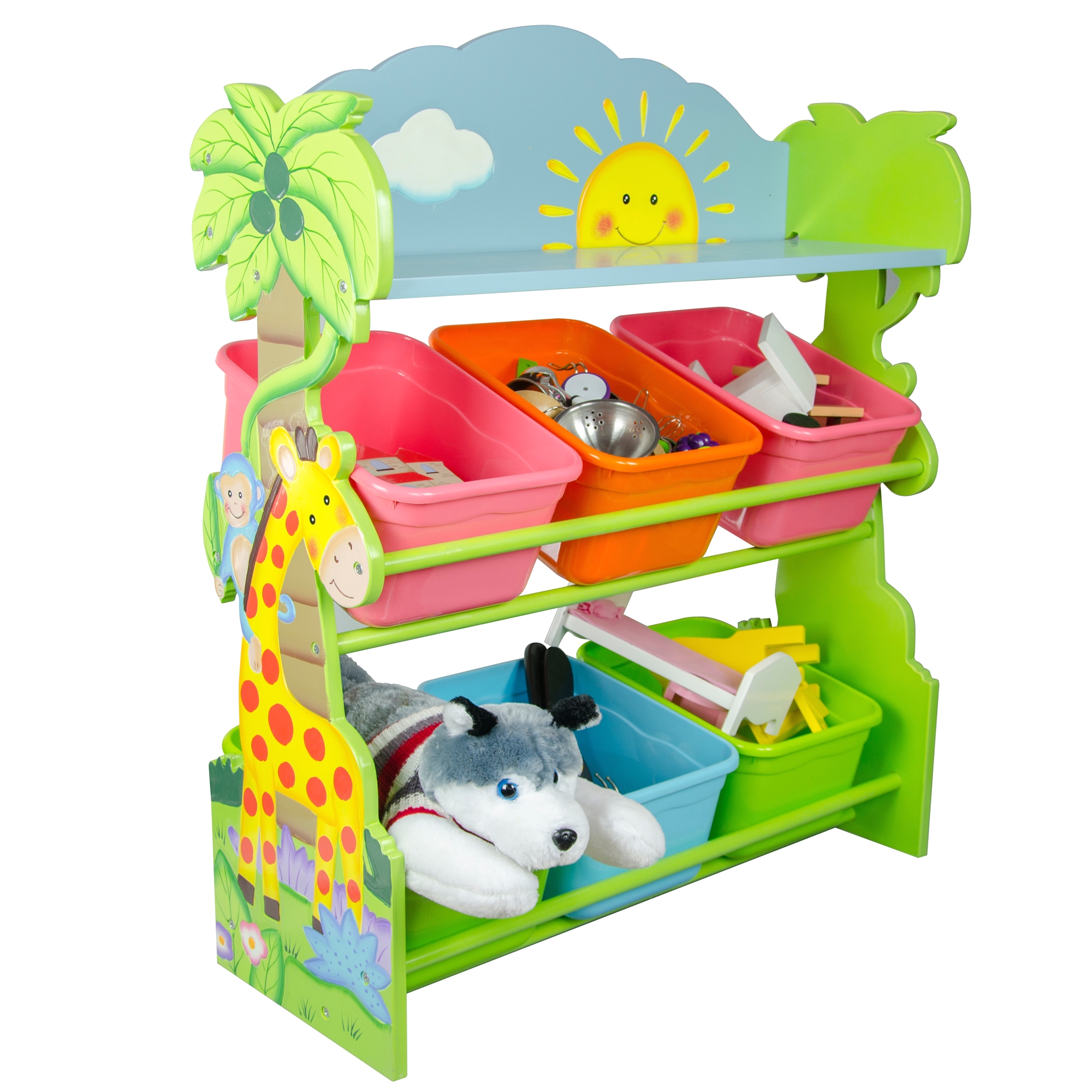 fantasy fields sunny safari toy organizer with storage bins