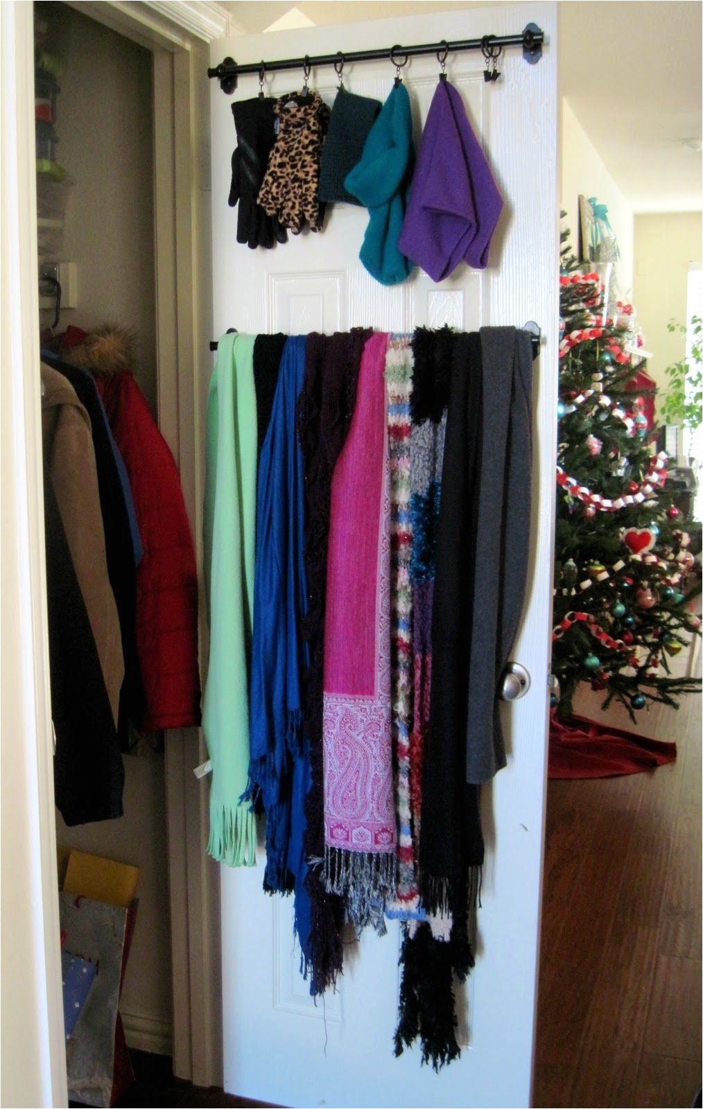 a great way to keep scarves gloves and hats together and dry all while never leaving the coat closet