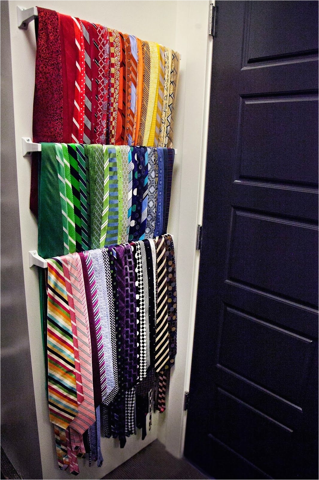 Homemade Tie Rack towell Bar for Shallow Storage Ties Scarfs these Could Be