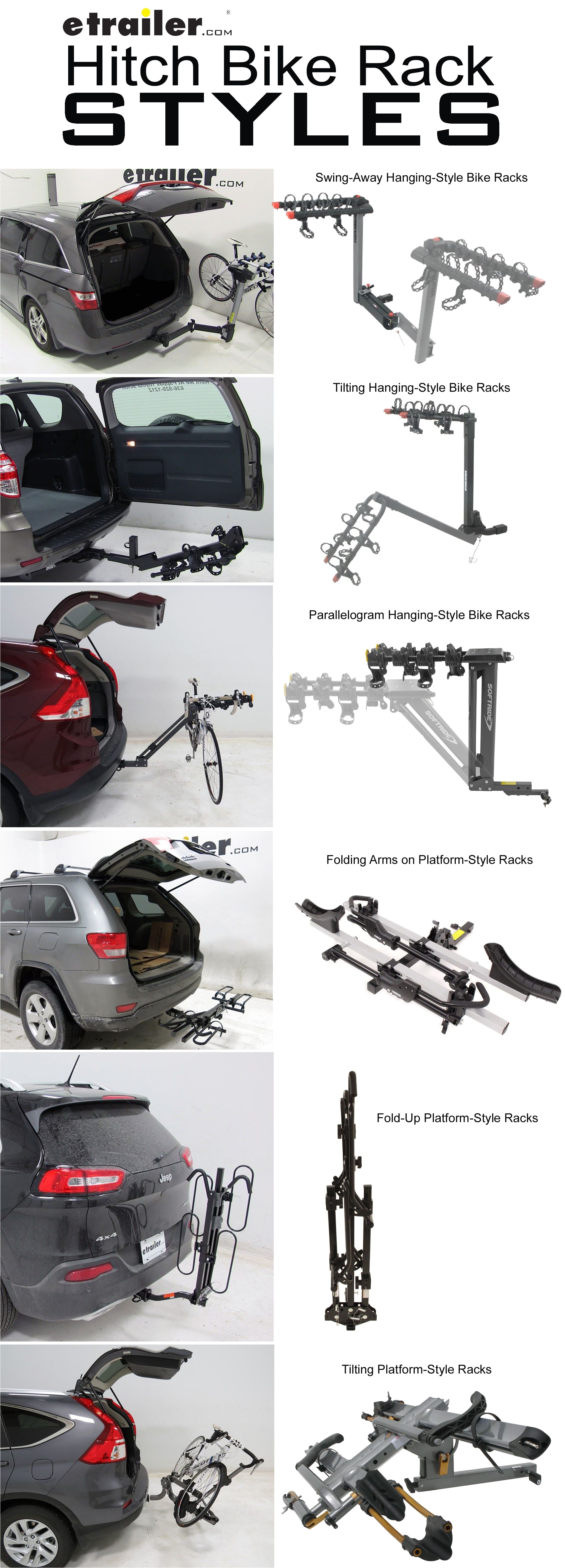 what kind of bike rack do you need for your vehicle tilt swing fold glide find the perfect hitch mounted bike rack to not only fit your bike but work