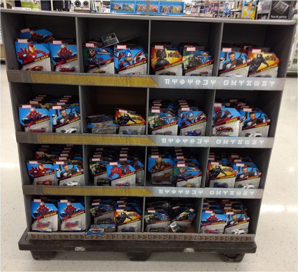 marvel character car display at walmart