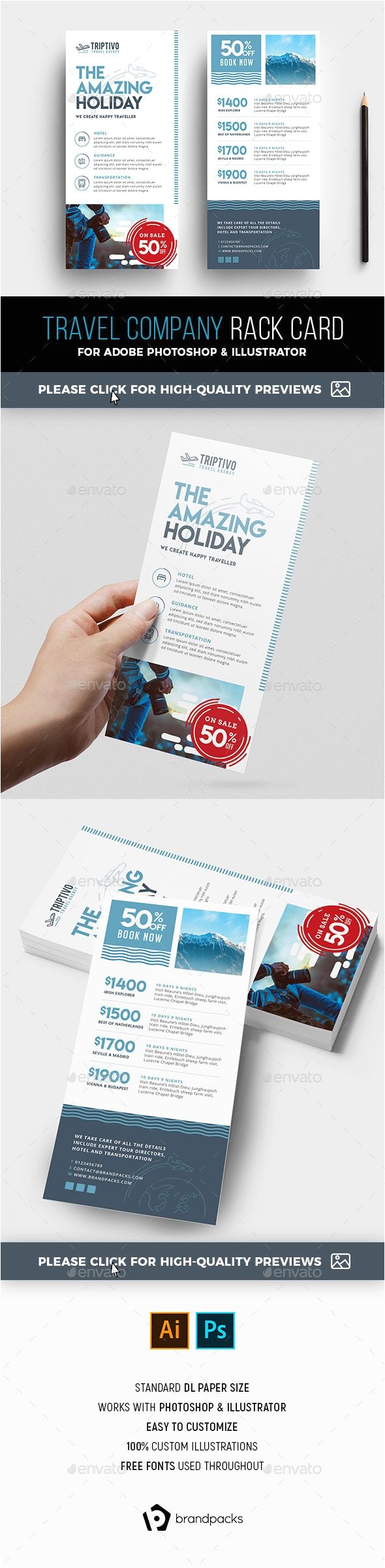 dl travel company rack card template psd ai