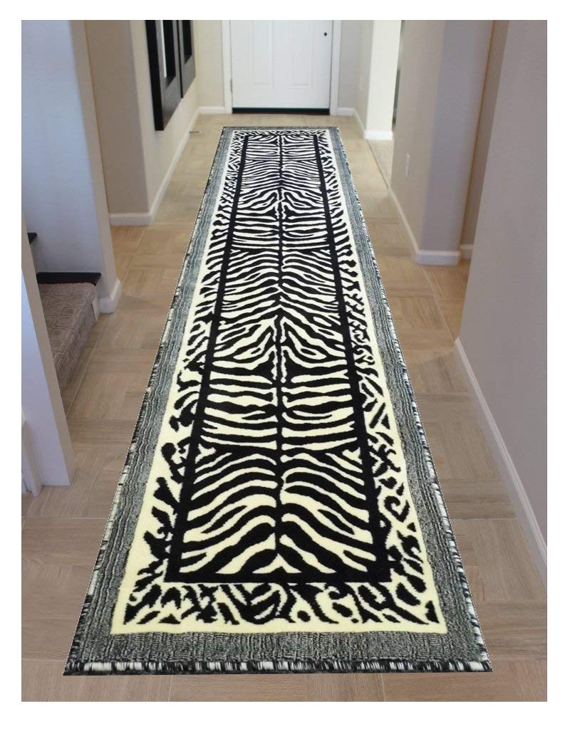amazon com zebra rug long hall runner 32 in x 15 ft 6 in design kingdom d 142 home kitchen