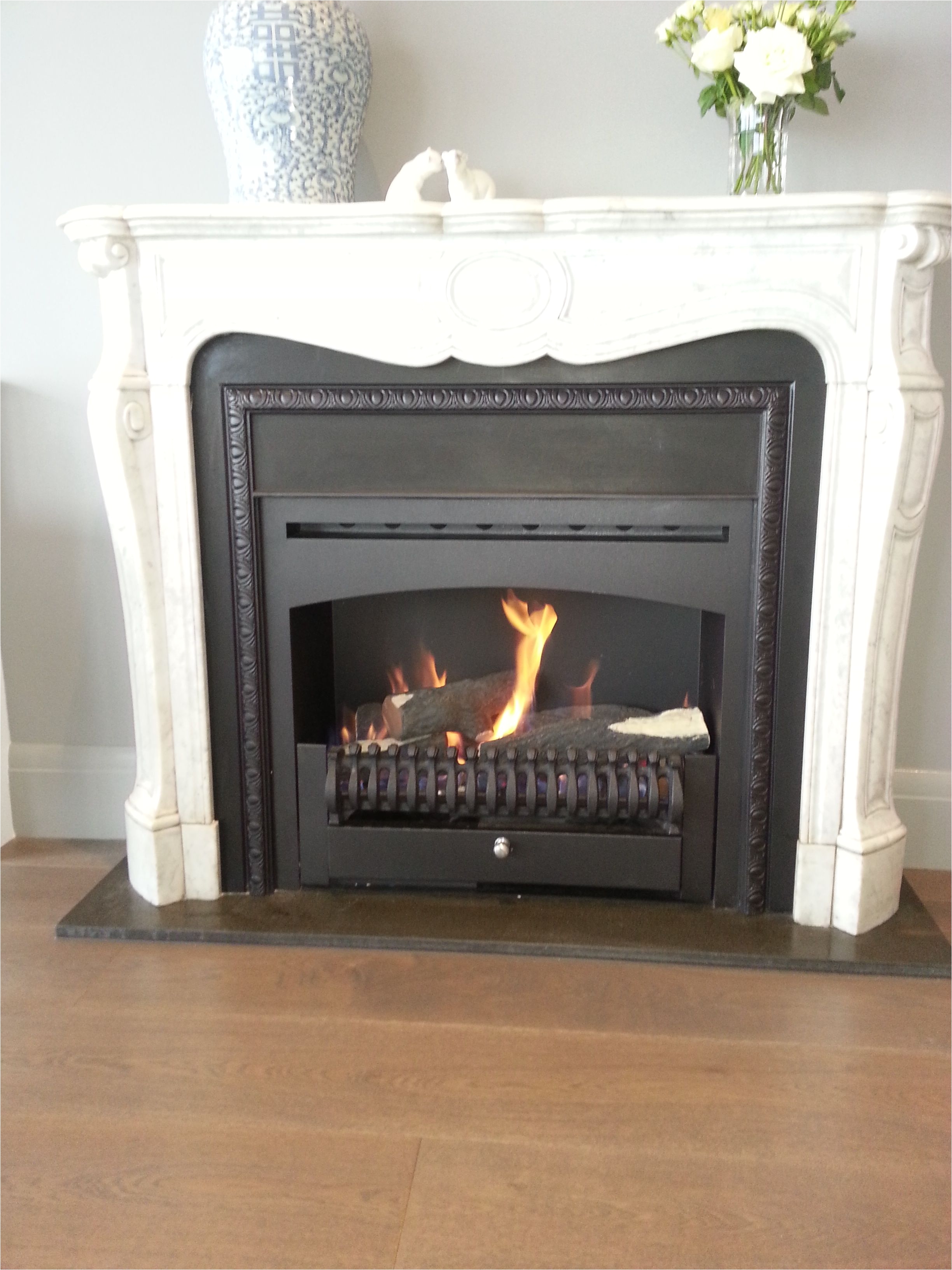 heritage building centre fireplace installation with gas fire