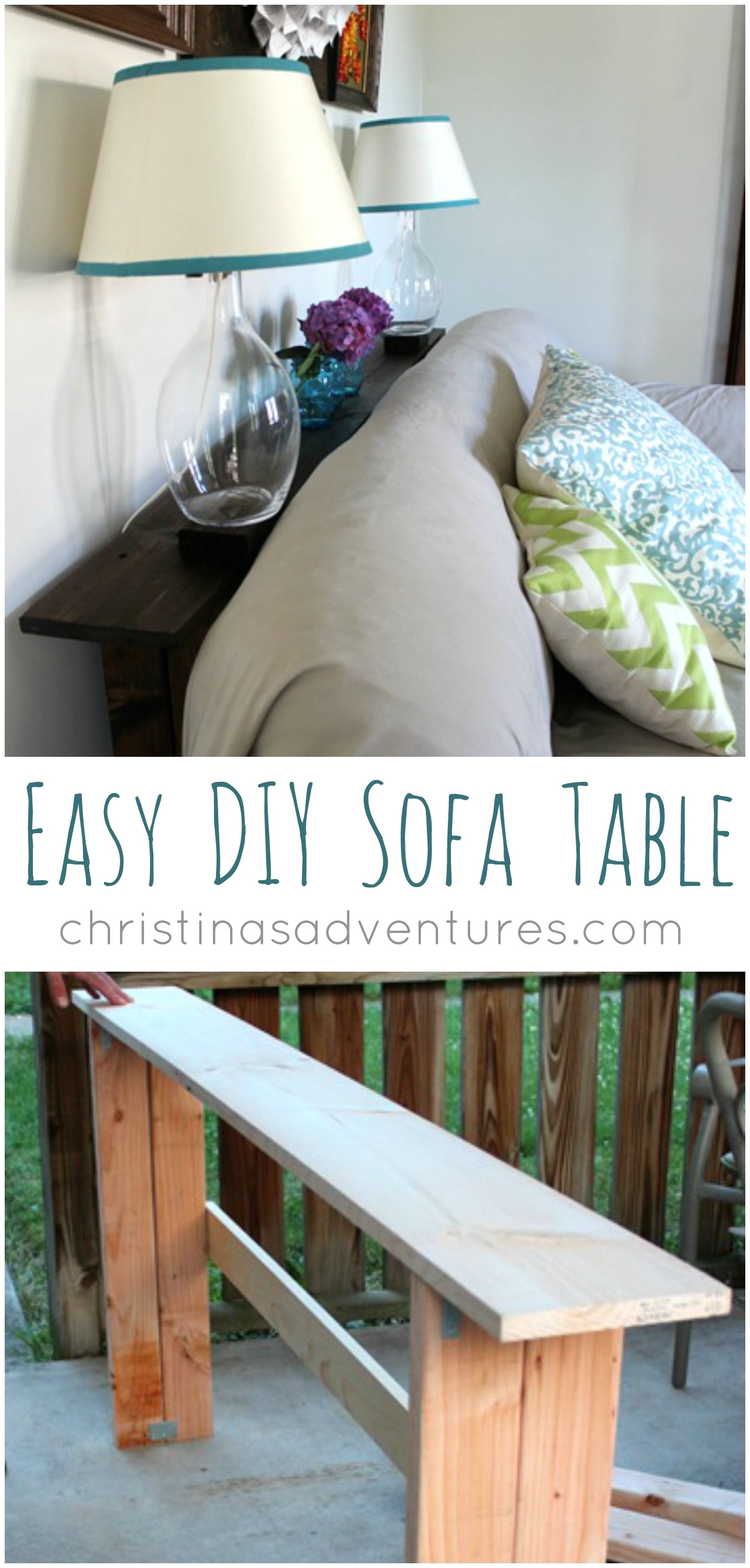 diy sofa table so simple to make perfect for holding lamps books and decorations christinasadventures com