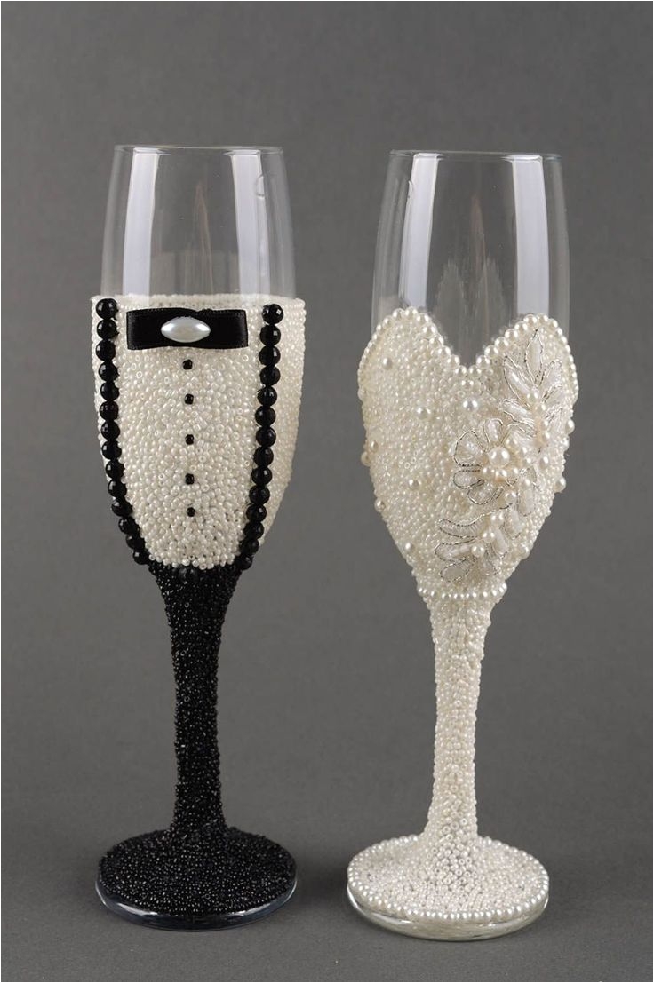 amazon com handmade wedding champagne glasses 2 pieces engagement accessories
