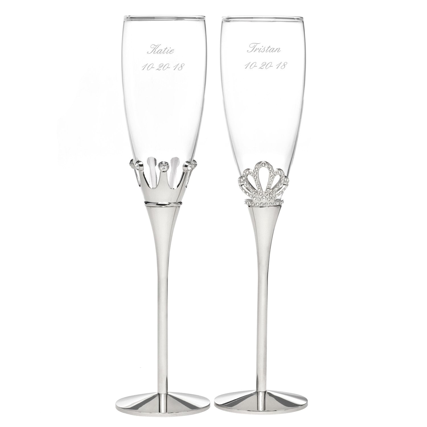 How to Decorate Champagne Glasses King and Queen Rhinestone Flute Glass Set Wedding Champagne