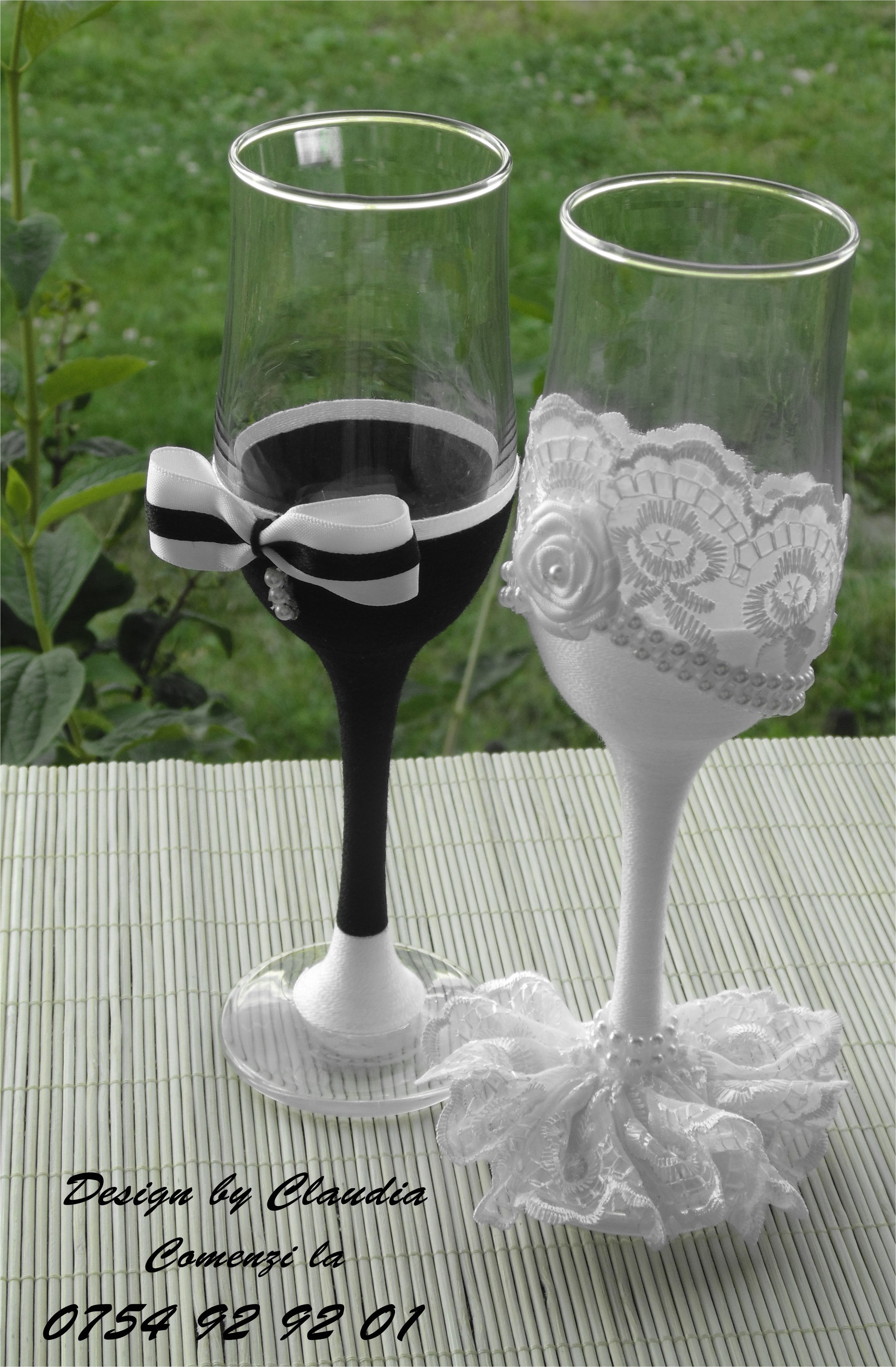 pahare decorate handmade pentru evenimente speciale pahare nunta handmade weedding glasses