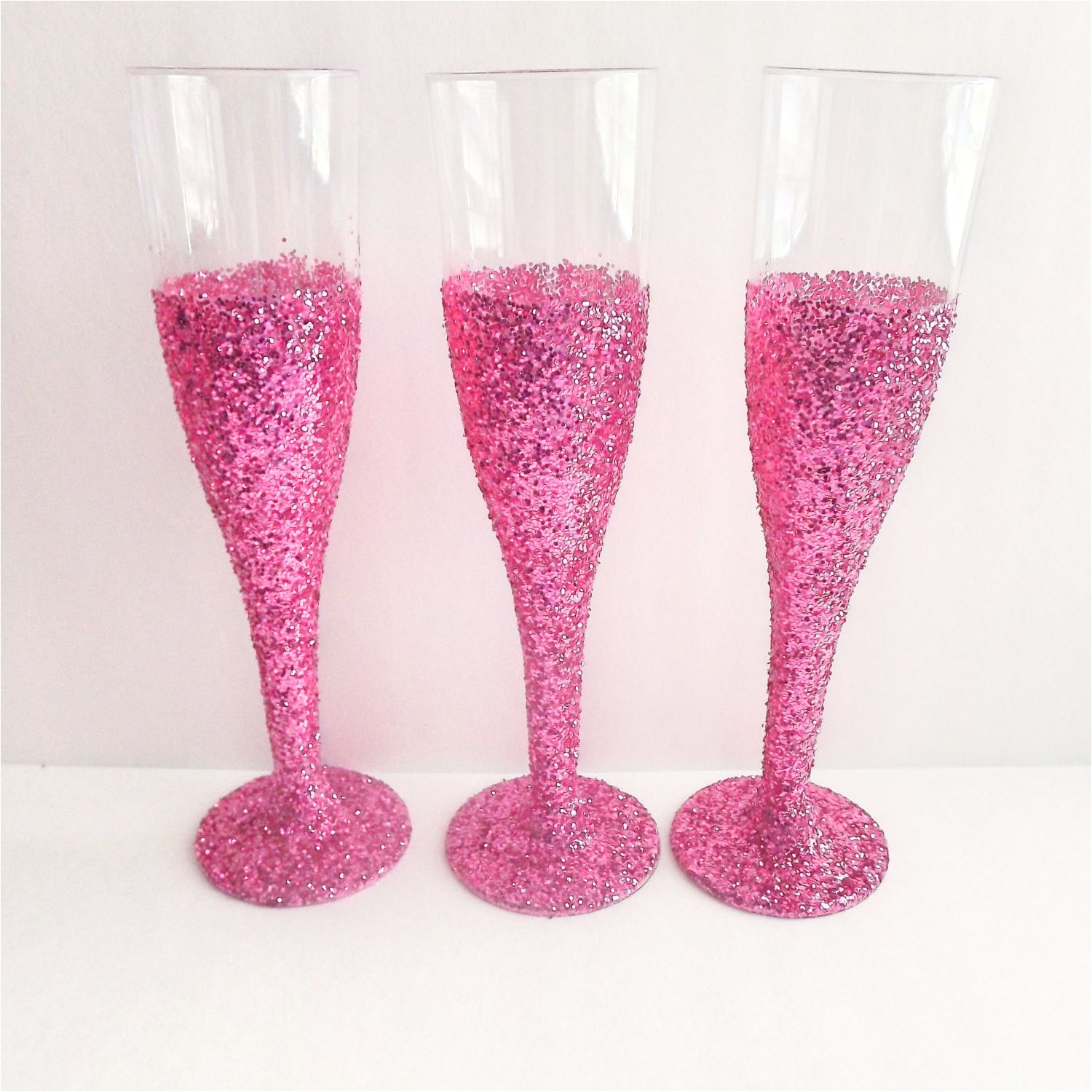 pink glitter champagne flutes set of 12