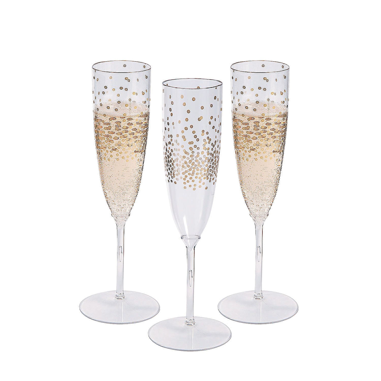 premium plastic gold dot champagne flutes
