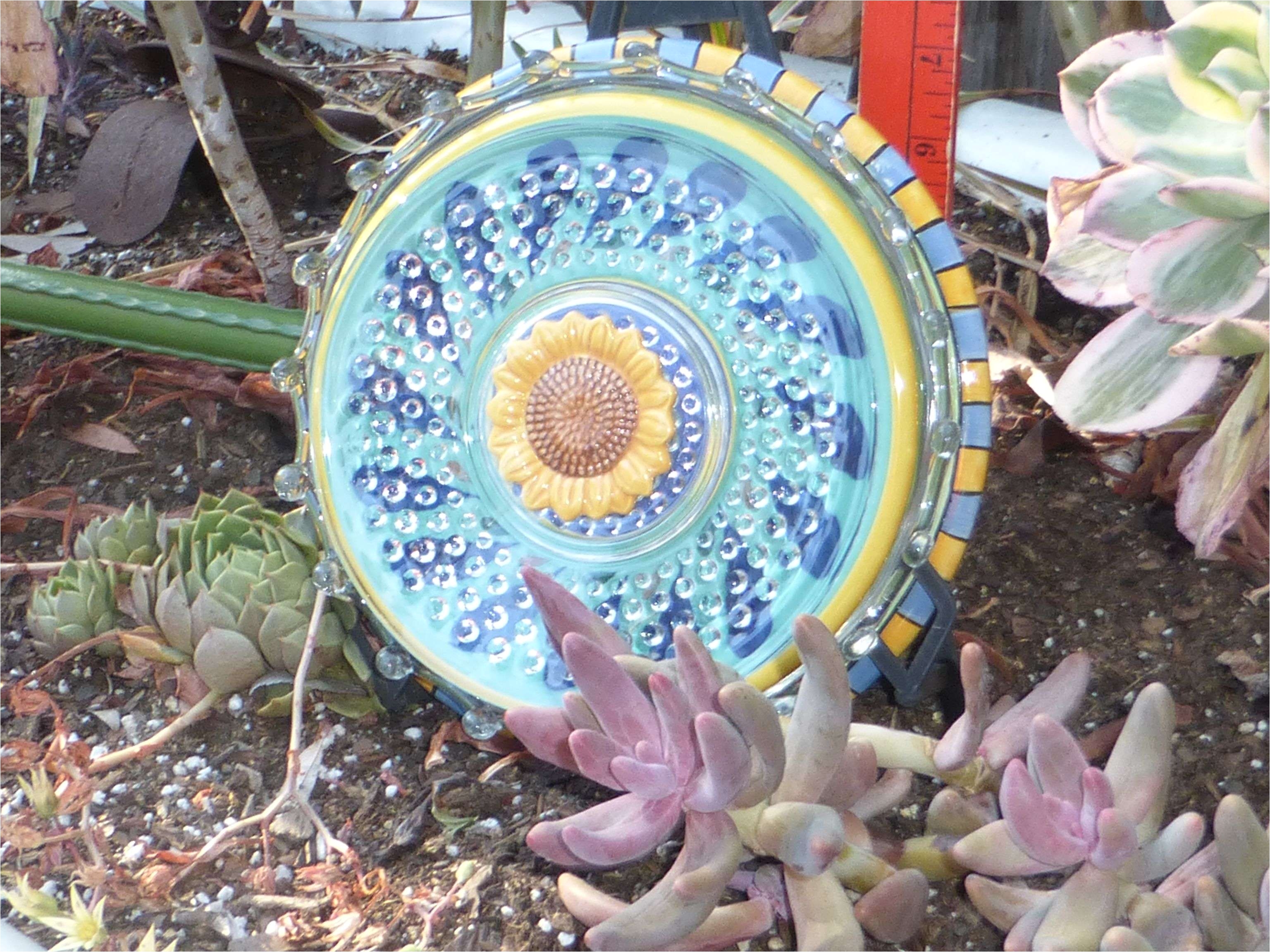 glass plate flower garden art ceramic plate flowers