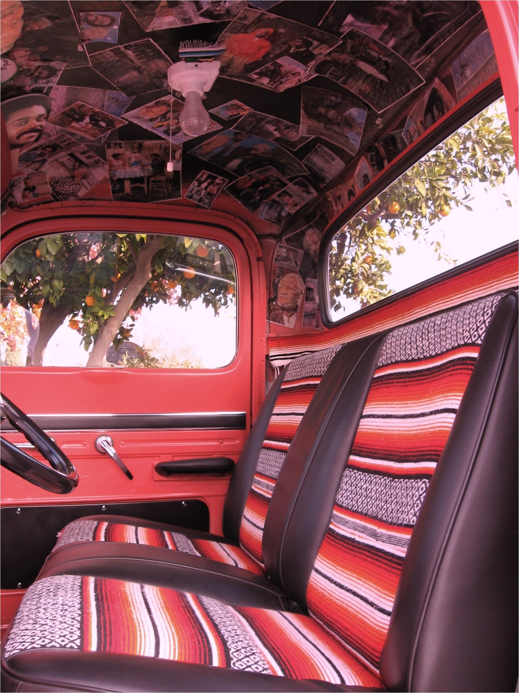 vintage truck with serape interior i want a truck that i can mod podge the ceiling on lol