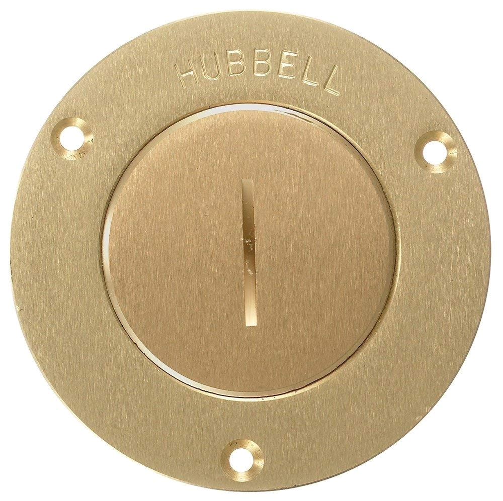 hubbell wiring systems s3525 brass round floor box single receptacle single service cover 3 7 8 diameter 2 3 8 opening amazon com industrial