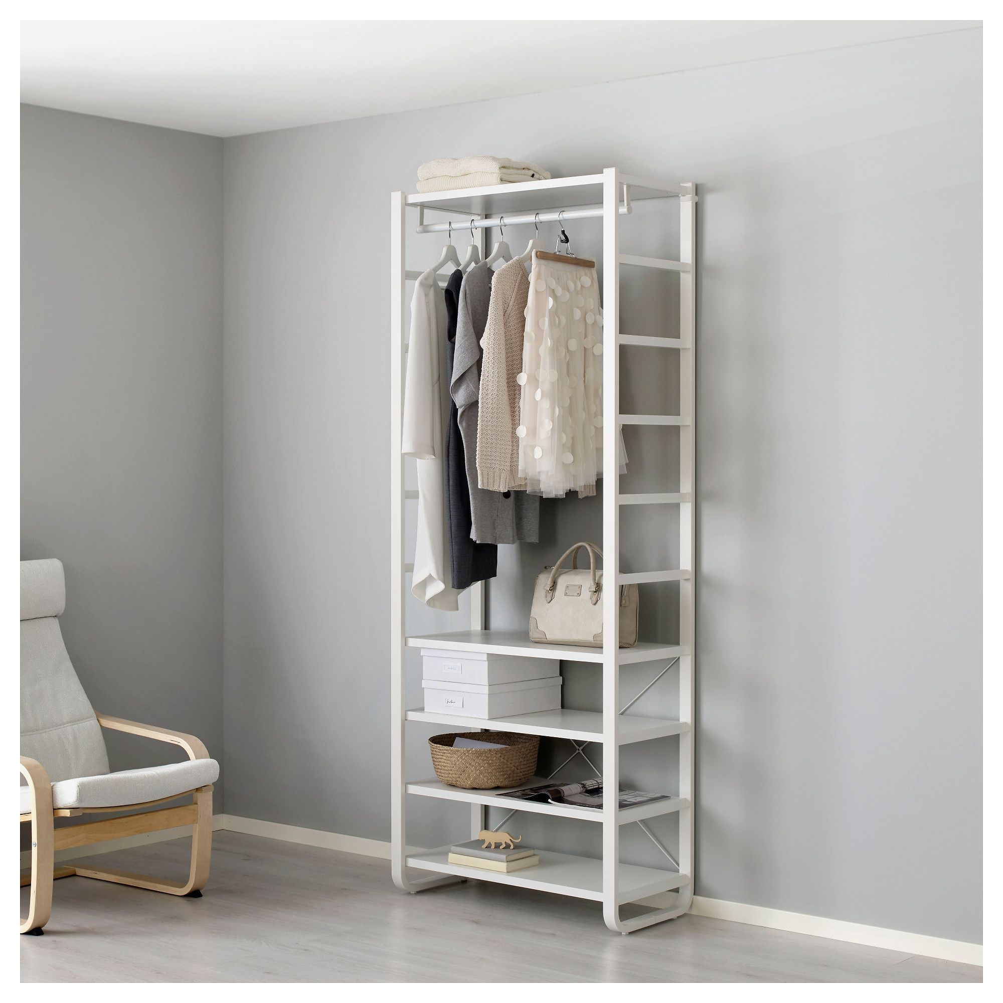 ikea elvarli 1 section white 84x40x216 cm you can always adapt or complete this open storage solution as needed maybe the combination we ve suggested is