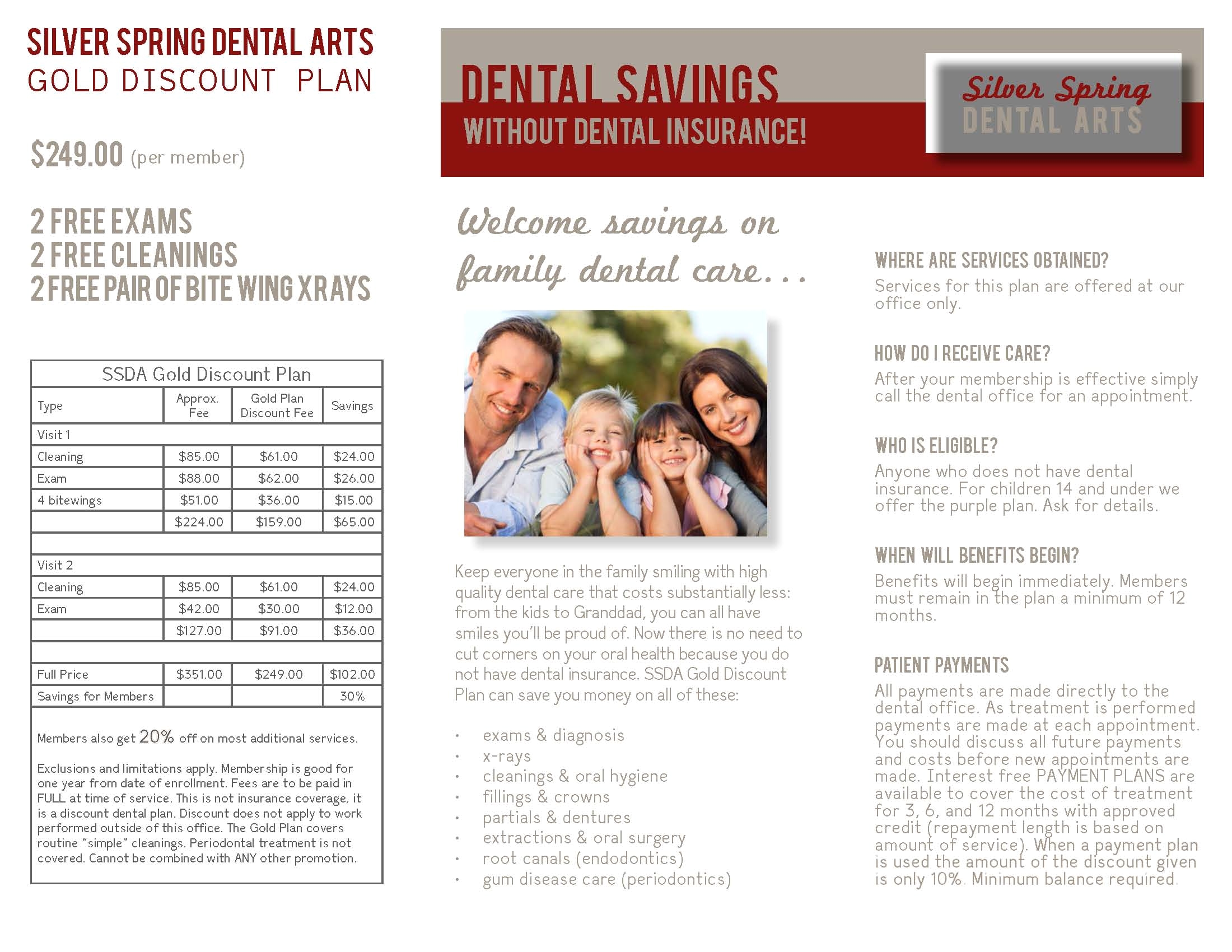 no dental insurance no problem silver spring dental artssilver in house dental membership plans
