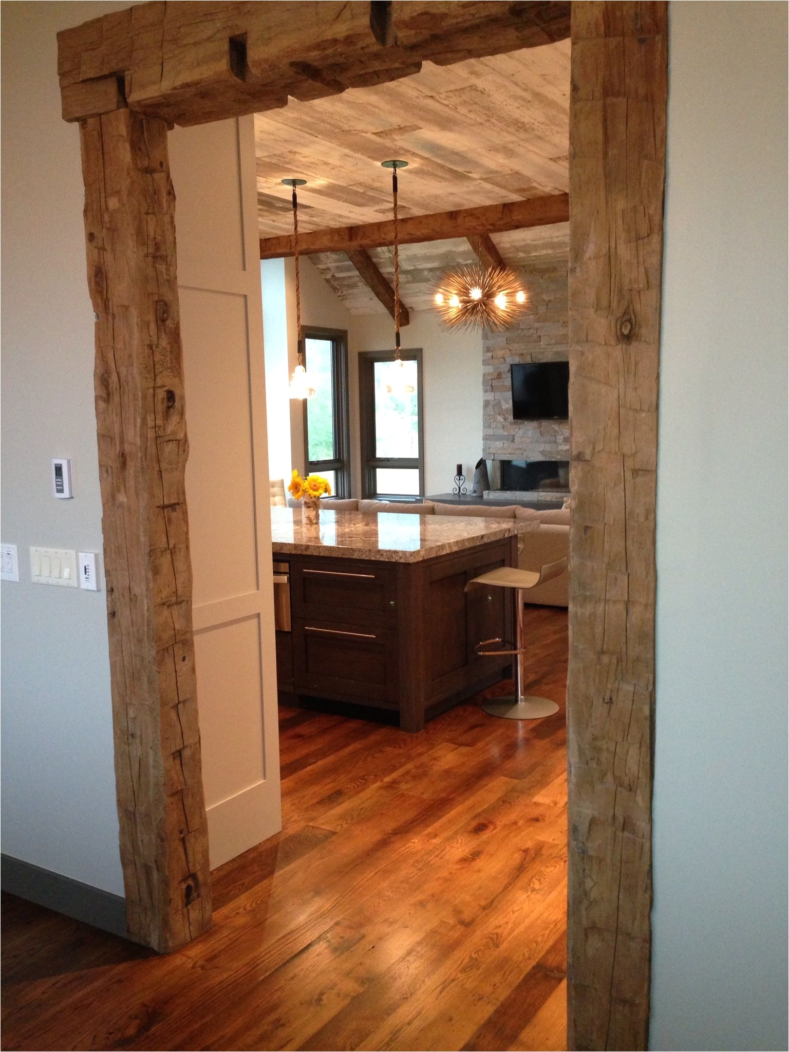 frame your doorway in hand hewn beams and create an entrance no one will forget