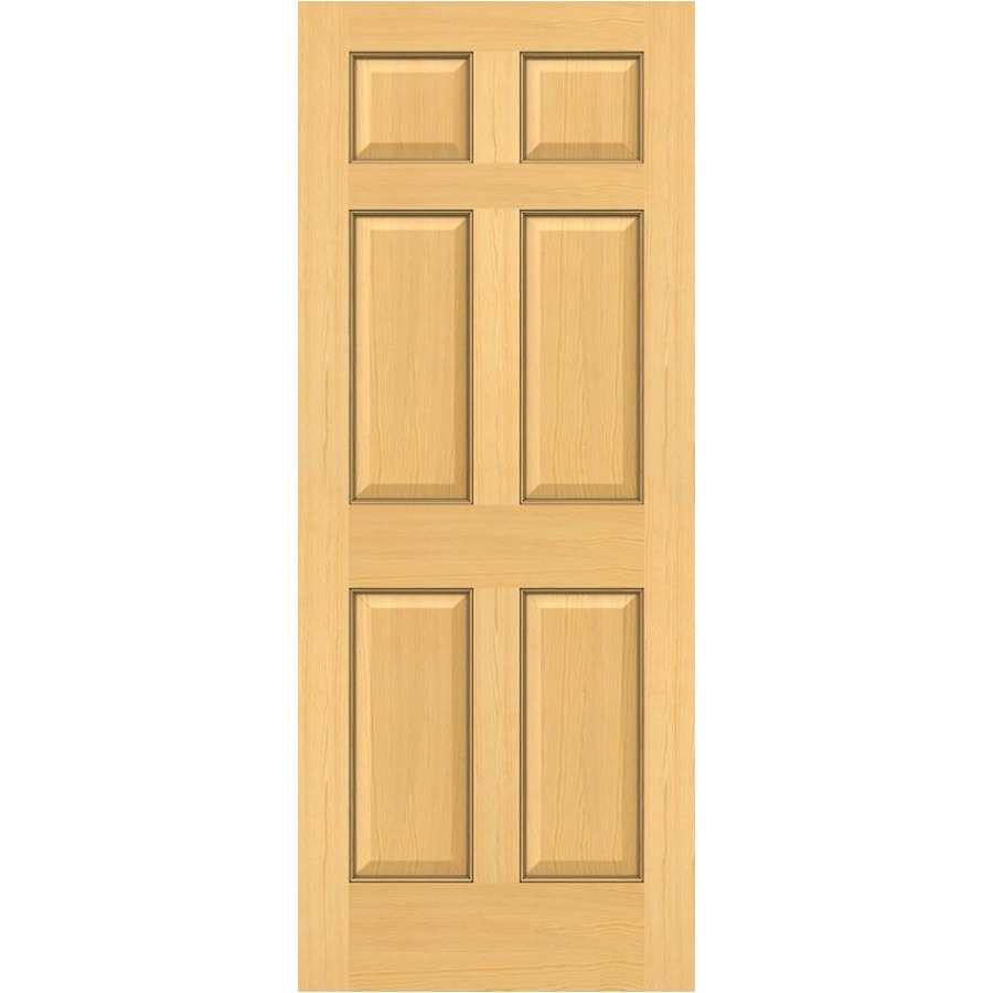 Interior Slab Doors Sale Shop Reliabilt Authentic Wood Unfinished 6 Panel Wood Pine Slab Door