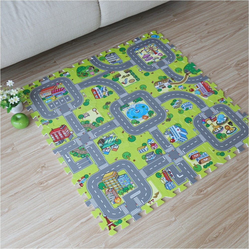 9pcs baby eva foam puzzle play floor mat toddler city road carpets interlocking tiles kids traffic