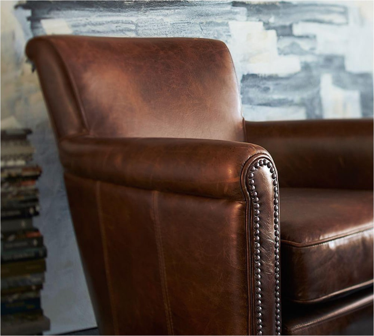 irving leather armchair with nailheads