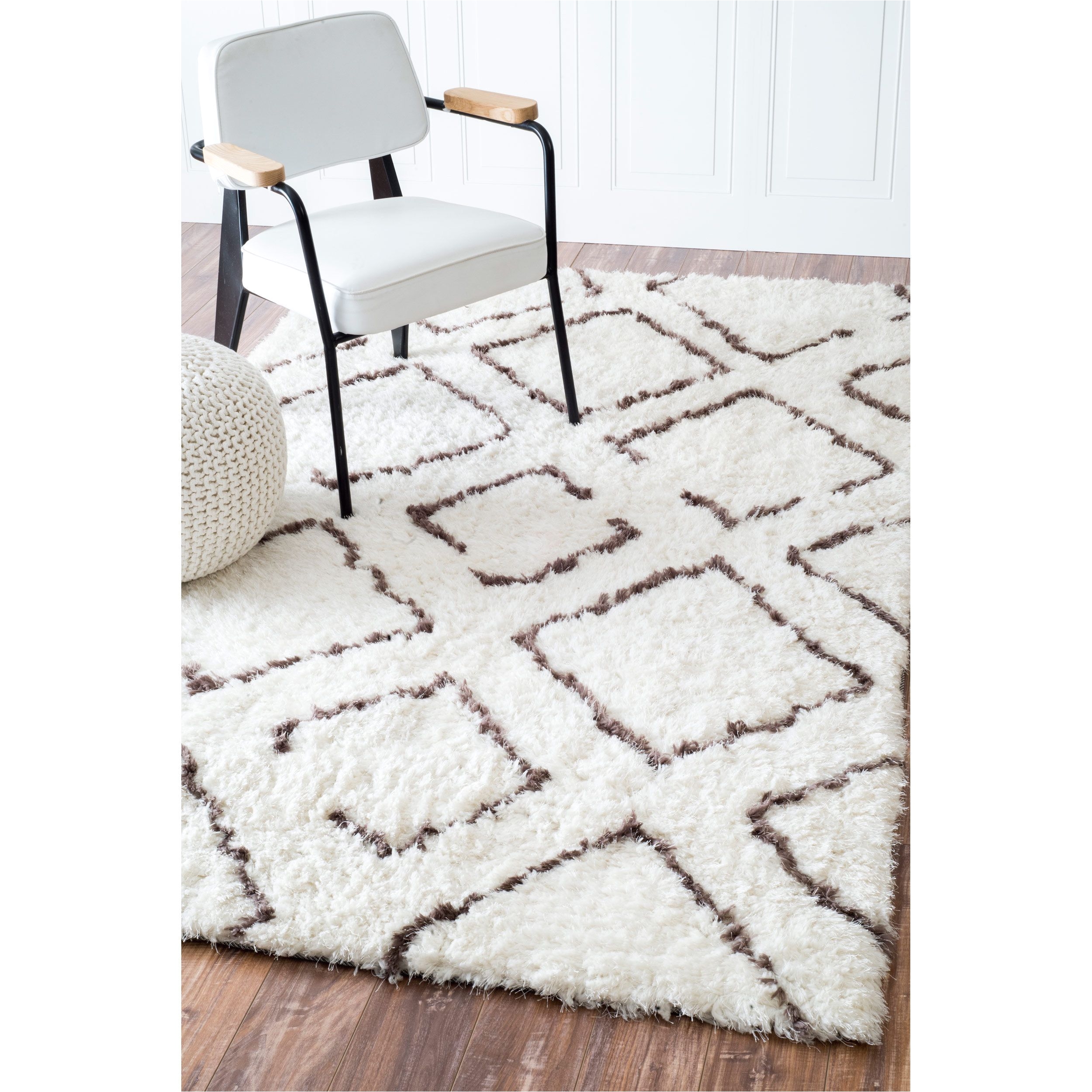 nuloom soft and plush moroccan trellis ivory shag rug