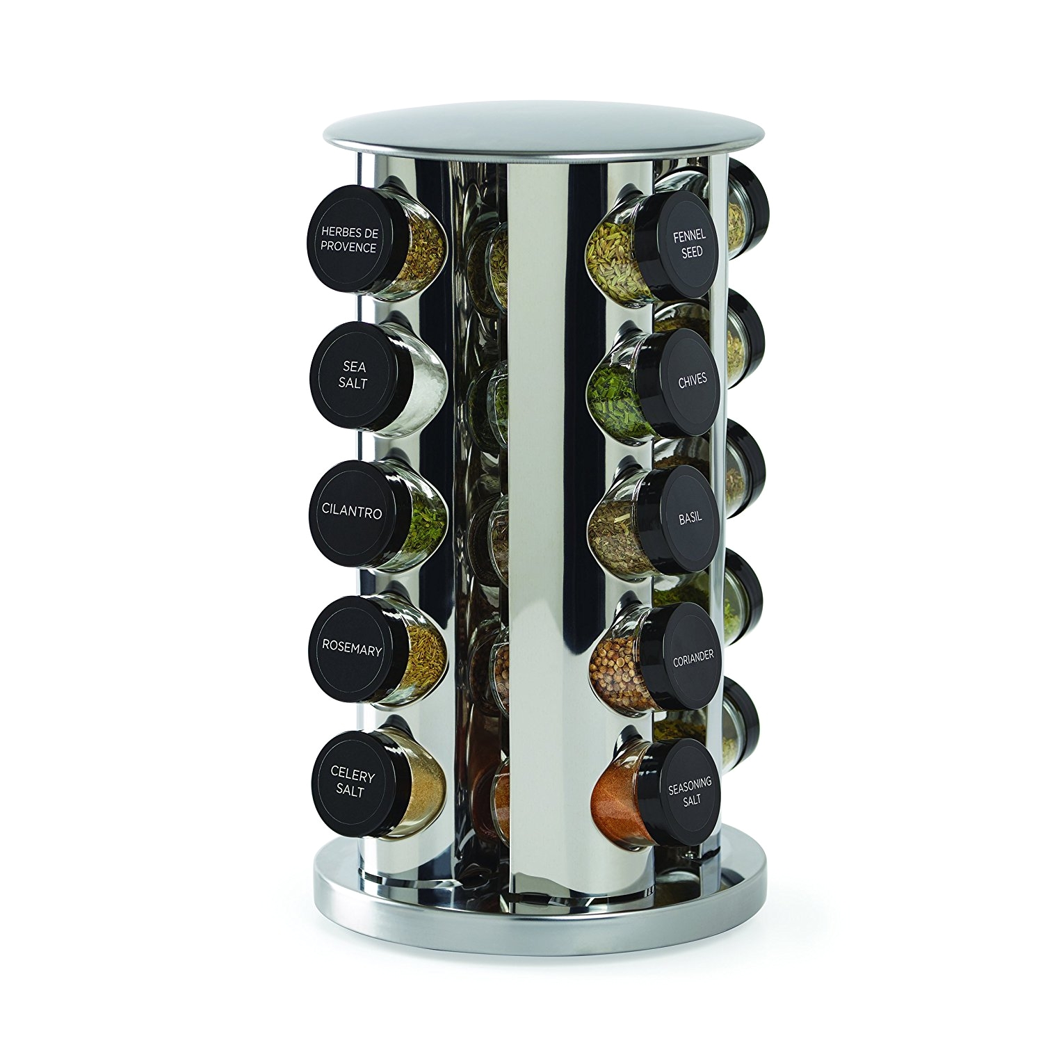 amazon com kamenstein 20 jar revolving spice tower with free spice refills for 5 years spice racks kitchen dining
