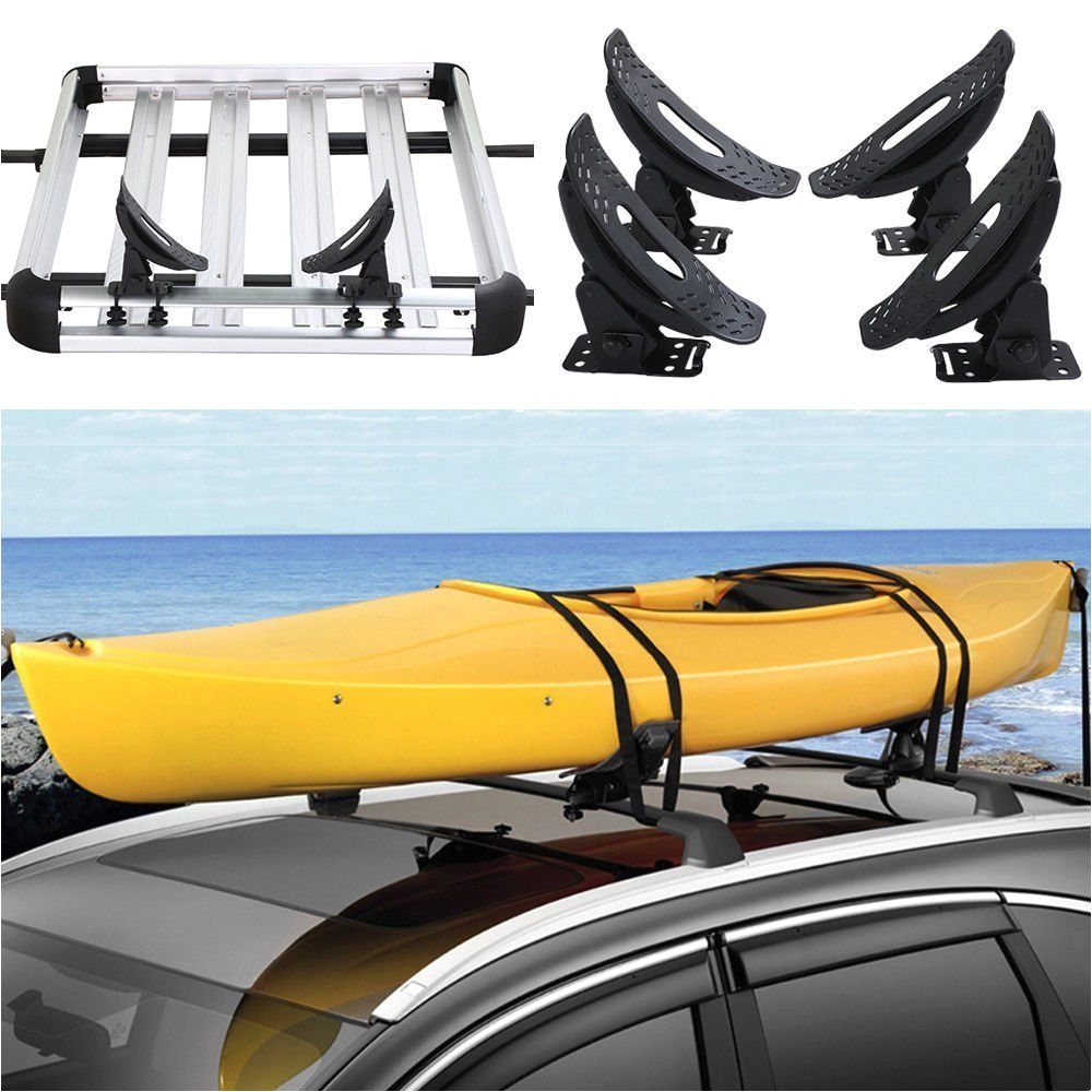2 pairs universal kayak carrier canoe snowboard suv car roof top mounted rack oy unbranded