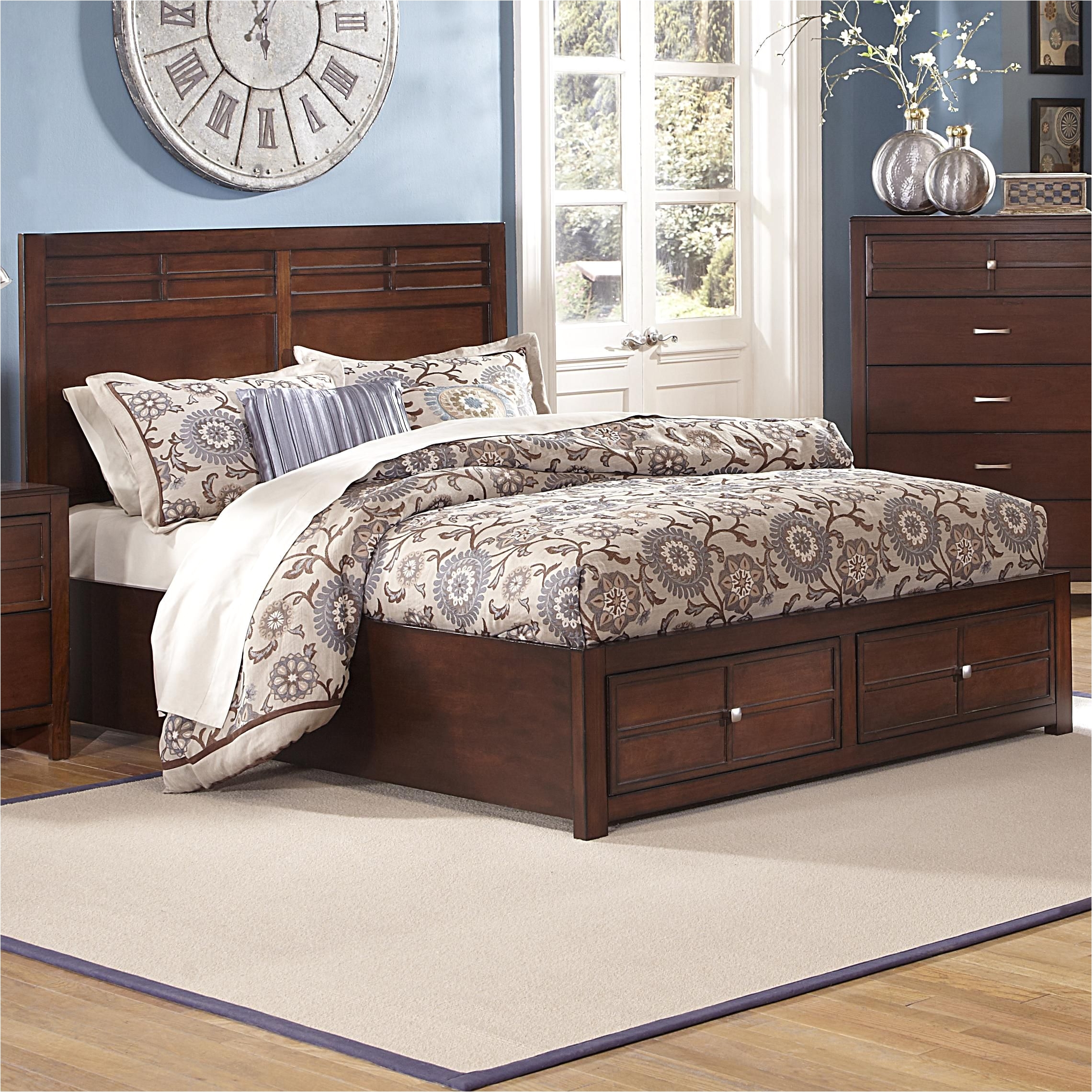 kensington california king storage bed in burnished cherry