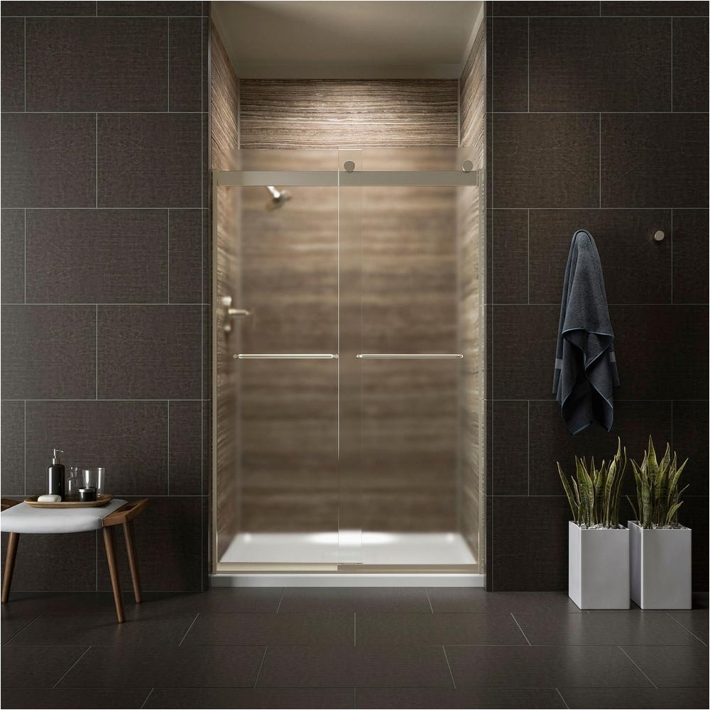 kohler levity 48 in x 74 in semi frameless sliding shower door in