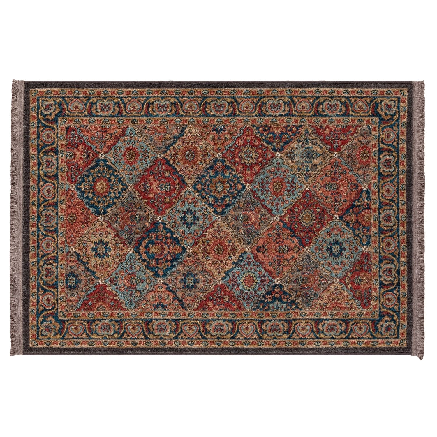 mohawka home lexington multi panel ii framed floral rug