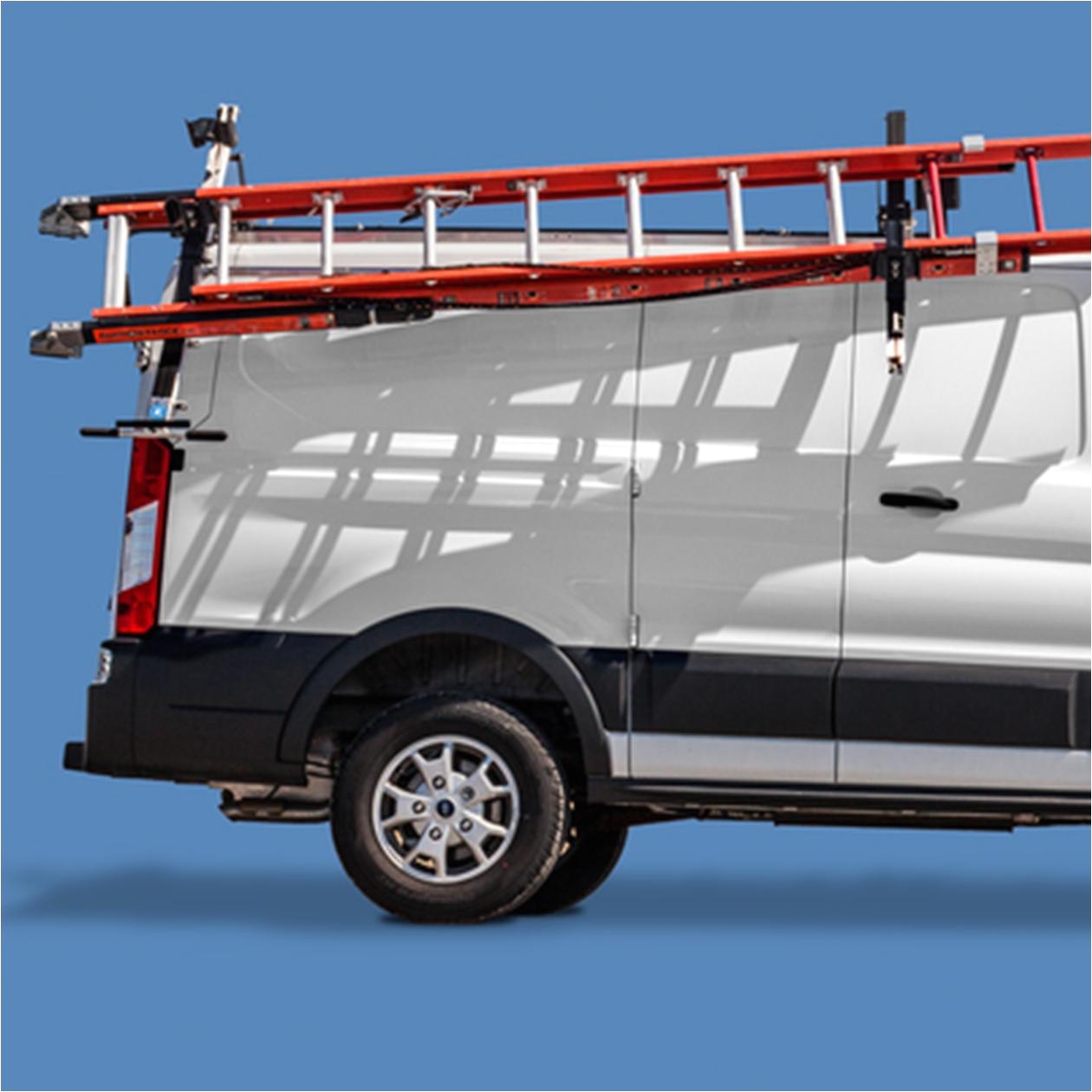 adrian steel double drop down ladder rack for ford transit image