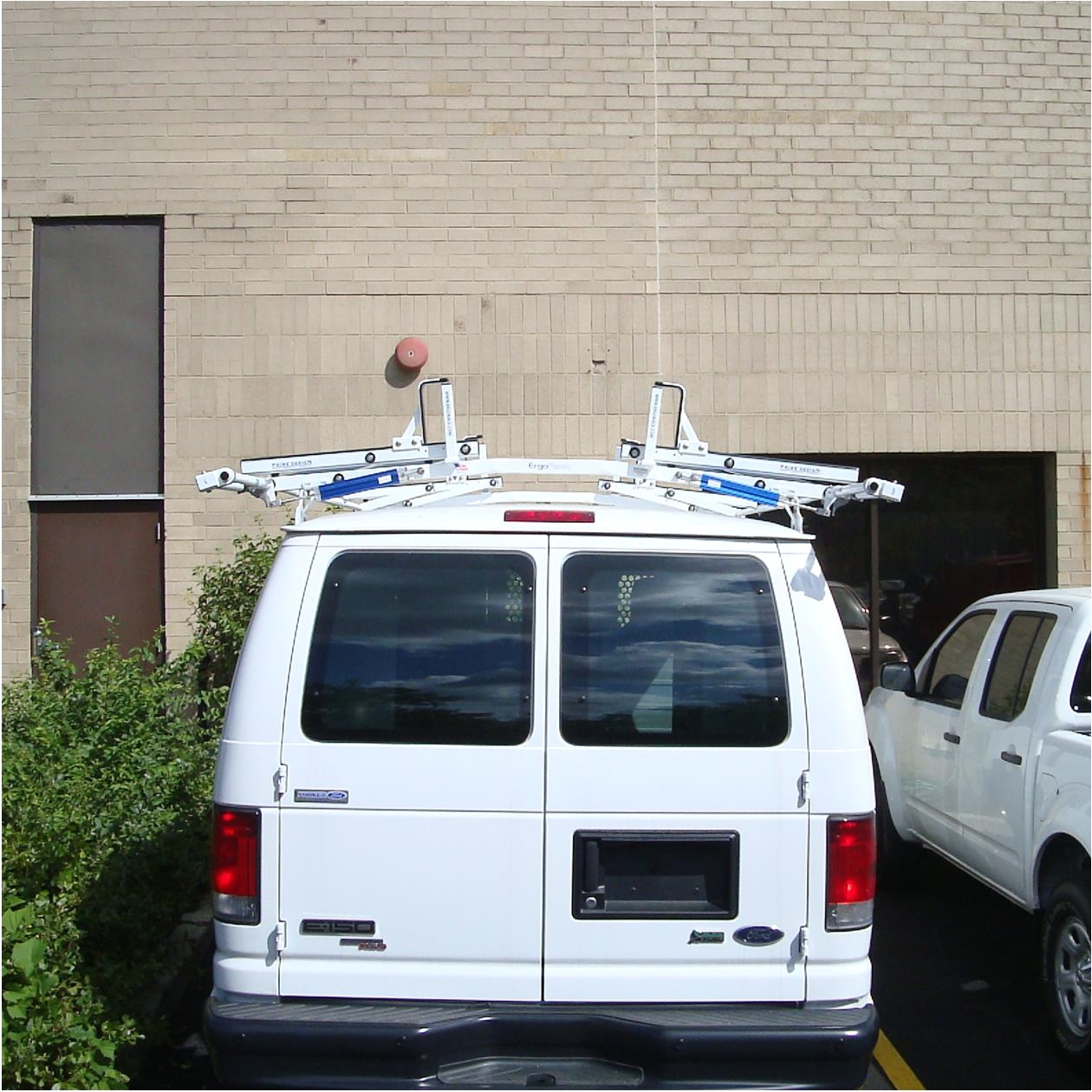 prime design ergorack double drop down ladder rack for ford econoline image