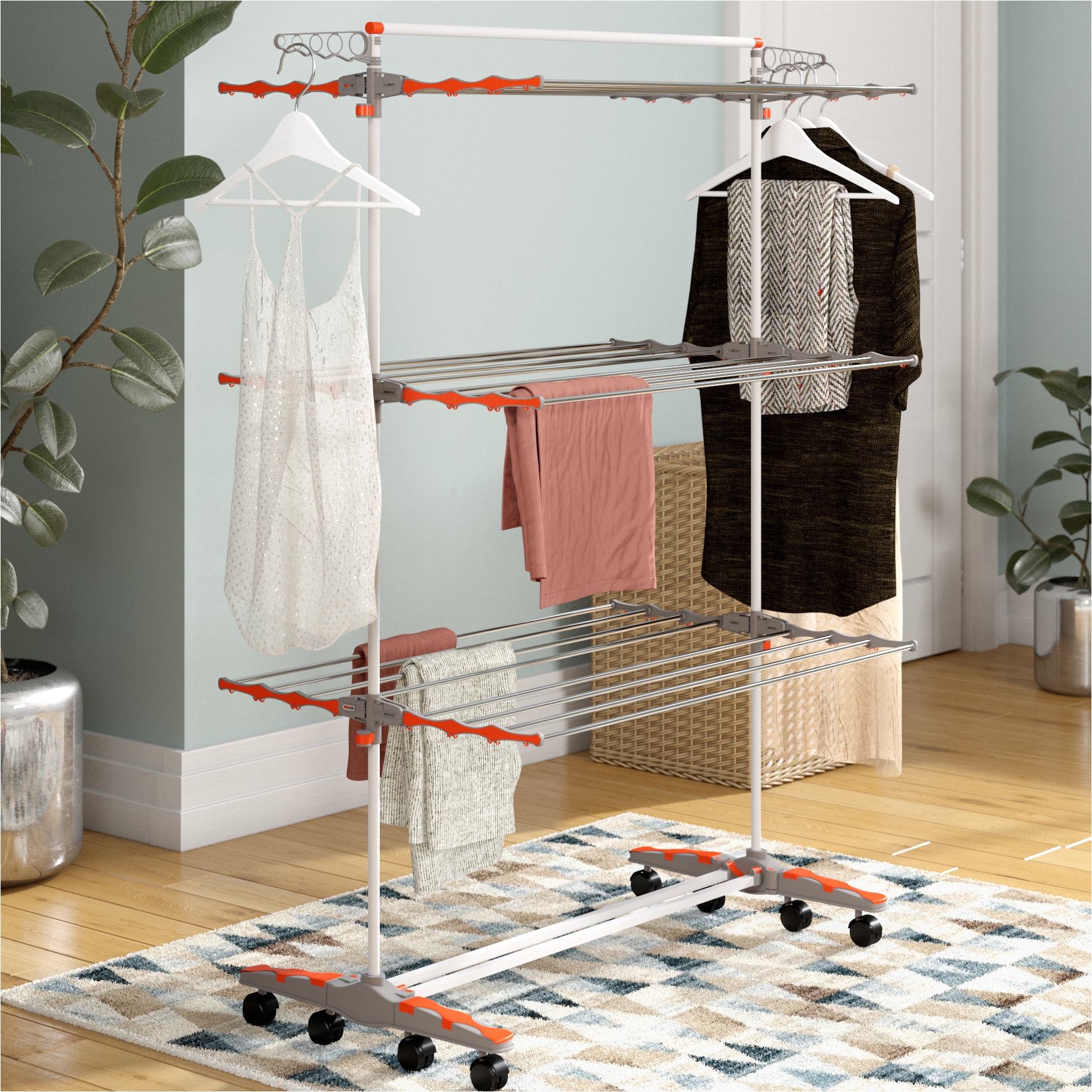 rebrilliant foldable compact storage clothes drying rack reviews wayfair