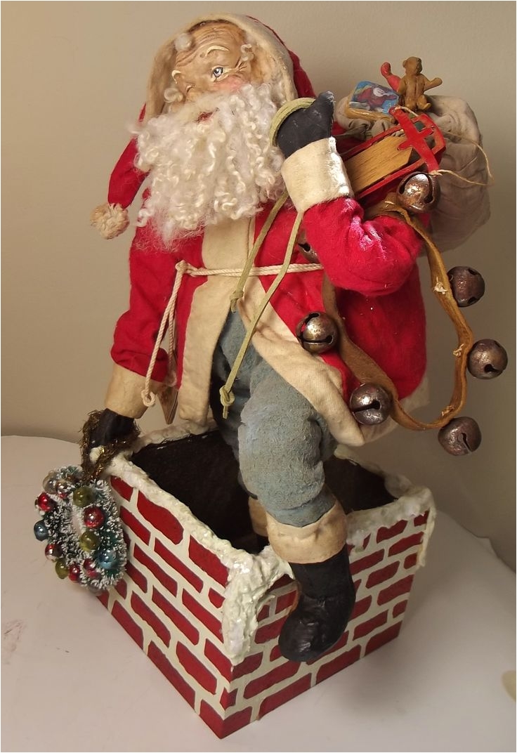 handmade santa claus in chimney by kim sweet kim s klaus vintage antique christmas