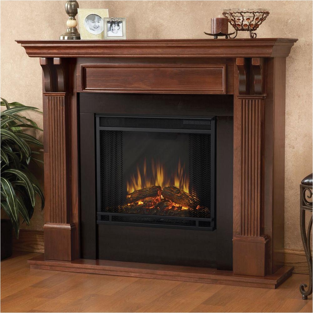 electric fireplace in mahogany