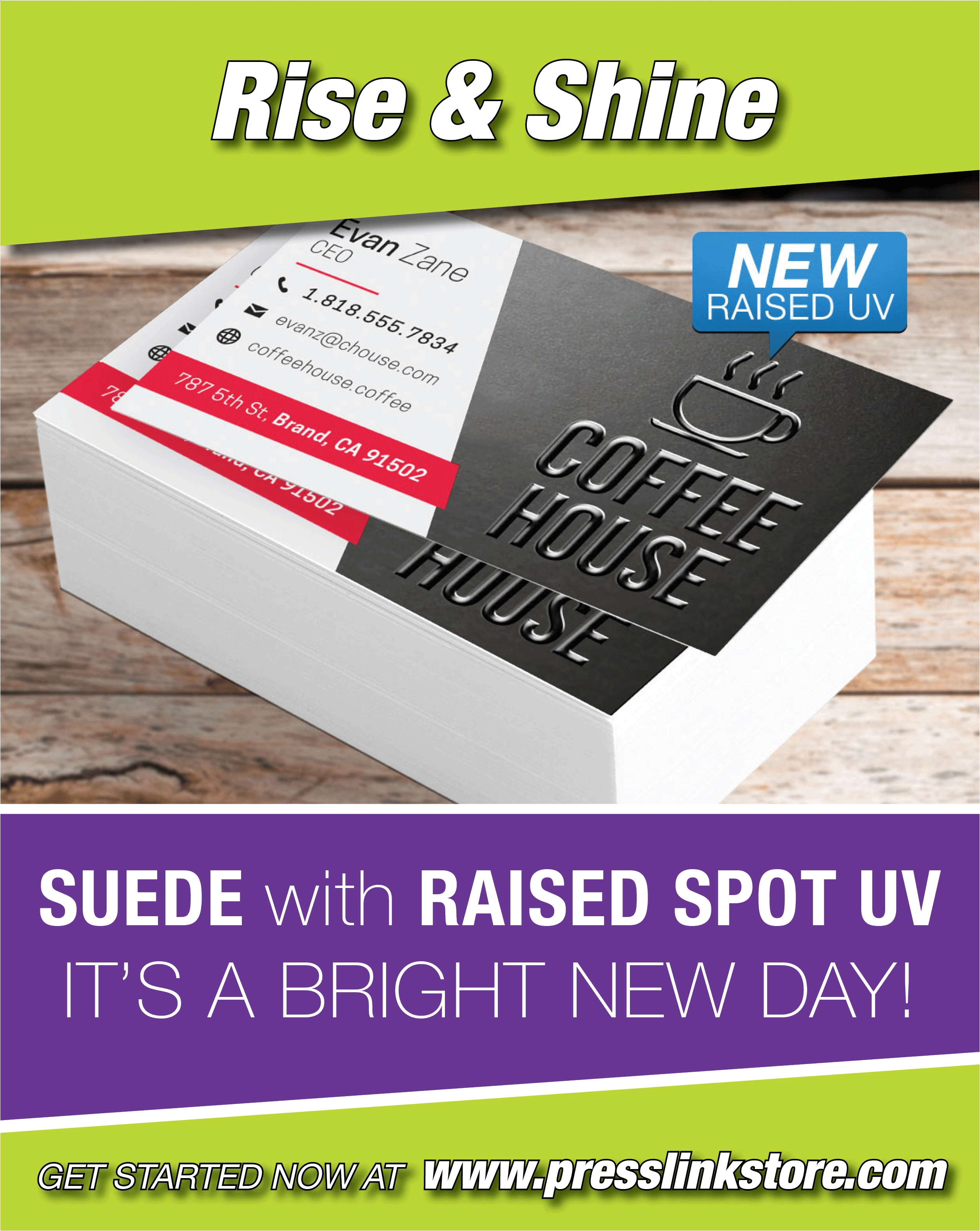 Large Rack Card Size Modernize Your Style with This Cool Suede with Raised Spot Uv