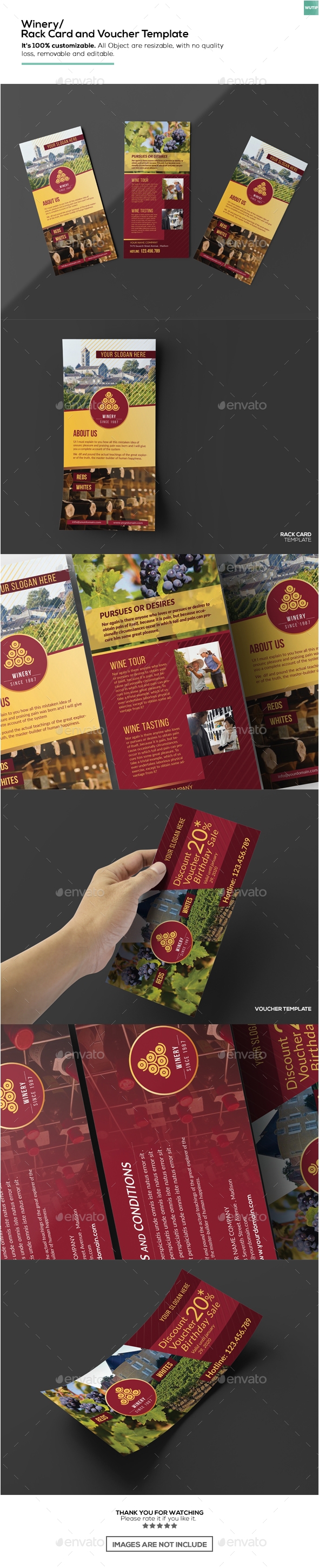 Large Rack Card Size Winery Rack Card and Voucher Template Print Templates Template