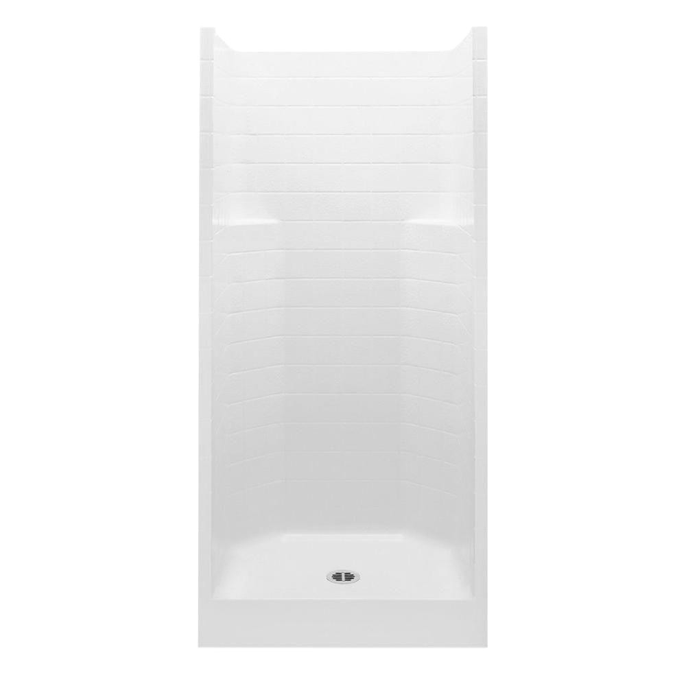 aquatic everyday 36 in x 36 in x 72 in gelcoat 1 piece shower stall with center drain in white 1363cpc wh the home depot