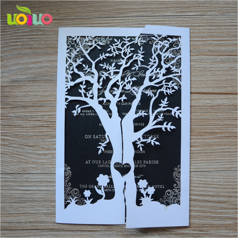 10sets lot hot sale laser cut love tree paper various color customizable wedding invitation cards