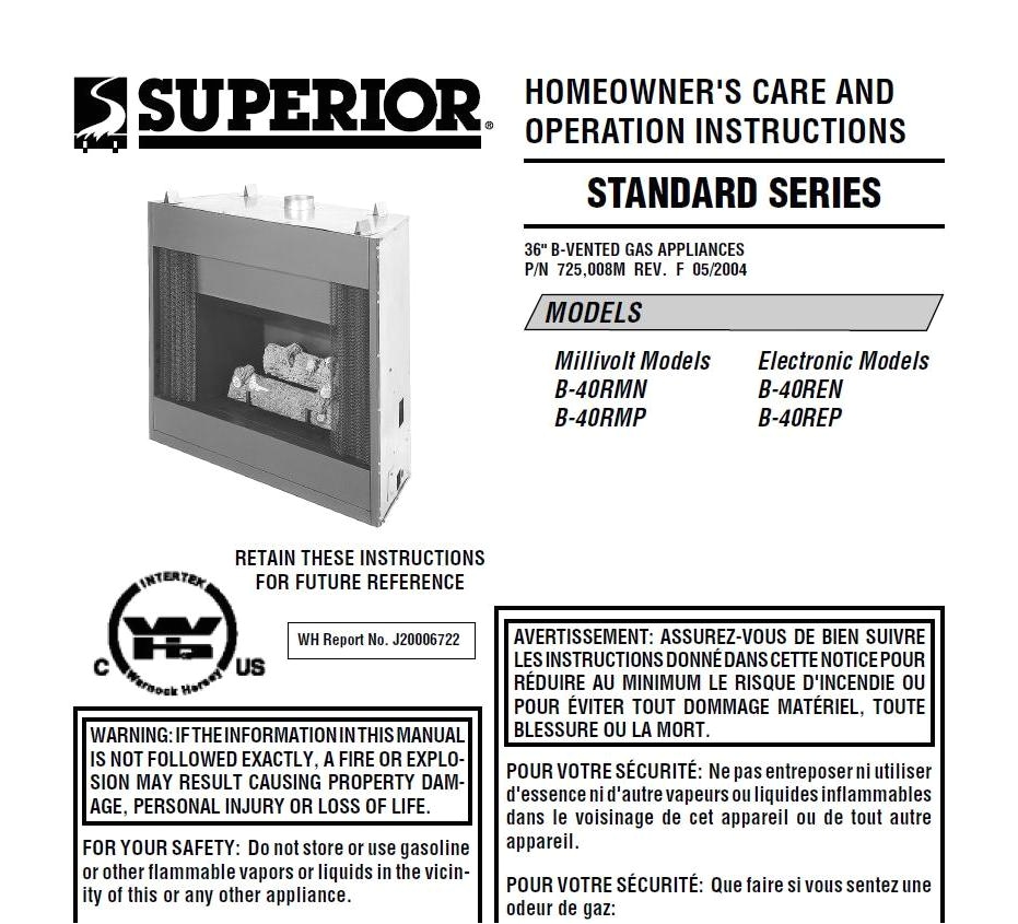 a plus inc lennox superior b 40 b40 replacement fireplace parts