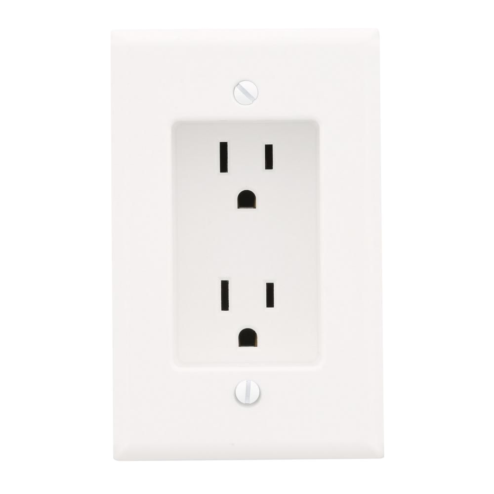 leviton 15 amp 1 gang recessed duplex power outlet white